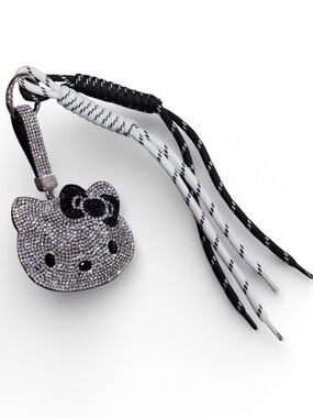 Crystal Hello Kitty Keychain Charm - Black & White